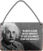 4252024255256		 ''Blinder Glaube an Obrigkeit Feind der Wahrheit''
Schilderstore24 Blechschilder sind perfekt als Geschenk zu Weihnachten, Geburtstage, Feiern, Partys, Grillabende, Namenstag, Feiertag, Mädelsabend, Hochzeit. Jederzeit stilvoll im Wohnzimmer, Partykeller, Garage, Praxis, Büro, Café, Hauseingang Tiefsinnig Albert Einstein Weisheiten wahrheit sprichwort lebensweisheit philosoph