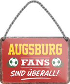 4252024255317		 ''Augsburg Fans sind überall!''
 Schilderstore24 Blechschilder sind perfekt als Geschenk zu Weihnachten, Geburtstage, Feiern, Partys, Grillabende, Namenstag, Feiertag, Mädelsabend, Hochzeit. Jederzeit stilvoll im Wohnzimmer, Partykeller, Garage, Praxis, Büro, Café, Hauseingang Fußball Mannschaft Verein Bolzen Ball sport liga kicken stadion freizeit