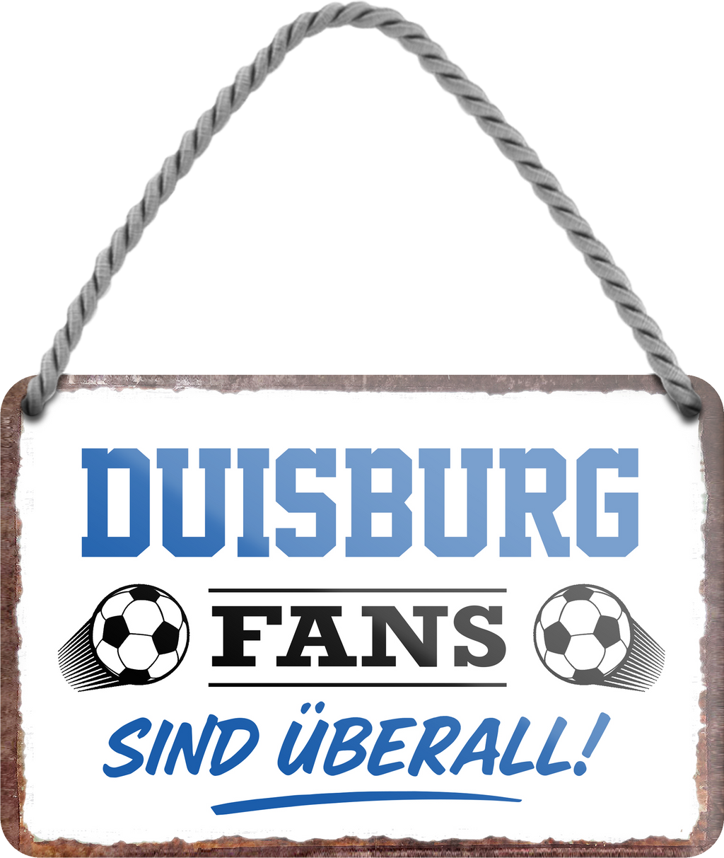 4252024255416		 ''Duisburg Fans sind überall!''
Schilderstore24 Blechschilder sind perfekt als Geschenk zu Weihnachten, Geburtstage, Feiern, Partys, Grillabende, Namenstag, Feiertag, Mädelsabend, Hochzeit. Jederzeit stilvoll im Wohnzimmer, Partykeller, Garage, Praxis, Büro, Café, Hauseingang Fußball Mannschaft Verein Bolzen Ball sport liga kicken stadion freizeit
