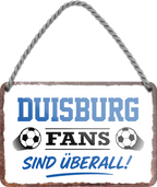 4252024255416		 ''Duisburg Fans sind überall!''
Schilderstore24 Blechschilder sind perfekt als Geschenk zu Weihnachten, Geburtstage, Feiern, Partys, Grillabende, Namenstag, Feiertag, Mädelsabend, Hochzeit. Jederzeit stilvoll im Wohnzimmer, Partykeller, Garage, Praxis, Büro, Café, Hauseingang Fußball Mannschaft Verein Bolzen Ball sport liga kicken stadion freizeit
