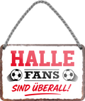 4252024255515		 ''Halle Fans sind überall!''
Schilderstore24 Blechschilder sind perfekt als Geschenk zu Weihnachten, Geburtstage, Feiern, Partys, Grillabende, Namenstag, Feiertag, Mädelsabend, Hochzeit. Jederzeit stilvoll im Wohnzimmer, Partykeller, Garage, Praxis, Büro, Café, Hauseingang Fußball Mannschaft Verein Bolzen Ball sport liga kicken stadion freizeit
