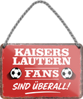 4252024255577		 ''Kaiserslautern Fans sind überall!''
Schilderstore24 Blechschilder sind perfekt als Geschenk zu Weihnachten, Geburtstage, Feiern, Partys, Grillabende, Namenstag, Feiertag, Mädelsabend, Hochzeit. Jederzeit stilvoll im Wohnzimmer, Partykeller, Garage, Praxis, Büro, Café, Hauseingang Fußball Mannschaft Verein Bolzen Ball sport liga kicken stadion freizeit