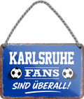 4252024255584		 ''Karlsruhe Fans sind überall!''
Schilderstore24 Blechschilder sind perfekt als Geschenk zu Weihnachten, Geburtstage, Feiern, Partys, Grillabende, Namenstag, Feiertag, Mädelsabend, Hochzeit. Jederzeit stilvoll im Wohnzimmer, Partykeller, Garage, Praxis, Büro, Café, Hauseingang Fußball Mannschaft Verein Bolzen Ball sport liga kicken stadion freizeit