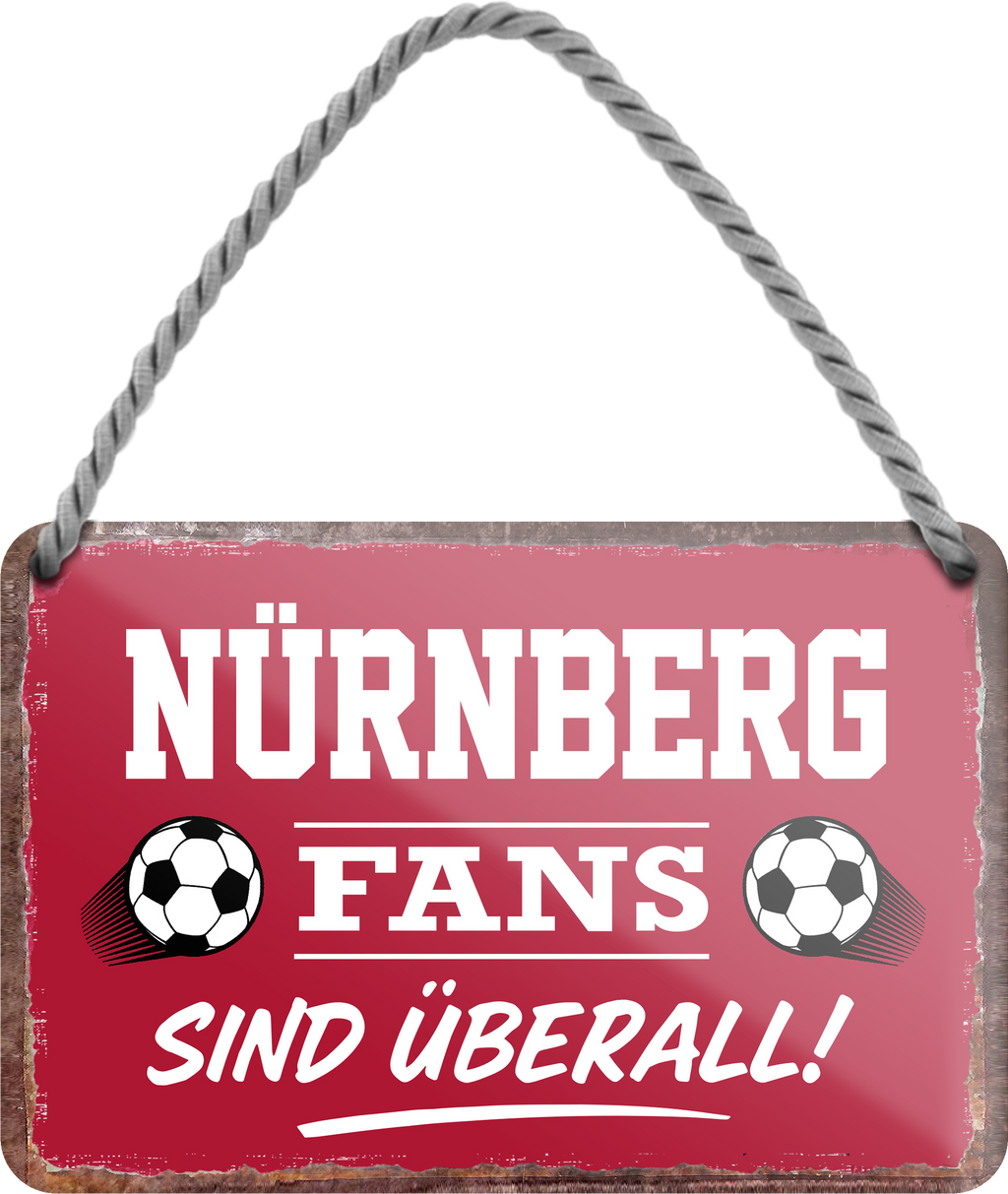 4252024255676		 ''Nürnberg Fans sind überall!''
 Schilderstore24 Blechschilder sind perfekt als Geschenk zu Weihnachten, Geburtstage, Feiern, Partys, Grillabende, Namenstag, Feiertag, Mädelsabend, Hochzeit. Jederzeit stilvoll im Wohnzimmer, Partykeller, Garage, Praxis, Büro, Café, Hauseingang Fußball Mannschaft Verein Bolzen Ball sport liga kicken stadion freizeit