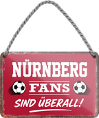 4252024255676		 ''Nürnberg Fans sind überall!''
 Schilderstore24 Blechschilder sind perfekt als Geschenk zu Weihnachten, Geburtstage, Feiern, Partys, Grillabende, Namenstag, Feiertag, Mädelsabend, Hochzeit. Jederzeit stilvoll im Wohnzimmer, Partykeller, Garage, Praxis, Büro, Café, Hauseingang Fußball Mannschaft Verein Bolzen Ball sport liga kicken stadion freizeit