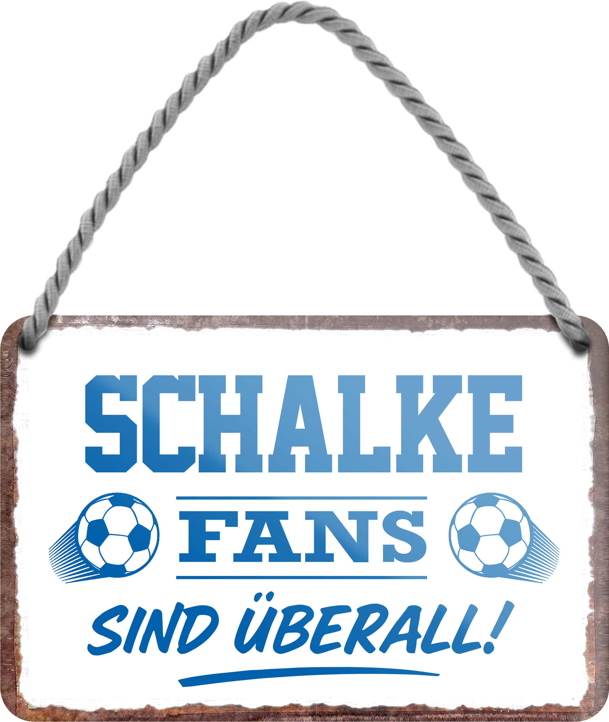 4252024255744		 ''Schalke Fans sind überall! (weiß)''
Schilderstore24 Blechschilder sind perfekt als Geschenk zu Weihnachten, Geburtstage, Feiern, Partys, Grillabende, Namenstag, Feiertag, Mädelsabend, Hochzeit. Jederzeit stilvoll im Wohnzimmer, Partykeller, Garage, Praxis, Büro, Café, Hauseingang Fußball Mannschaft Verein Bolzen Ball sport liga kicken stadion freizeit