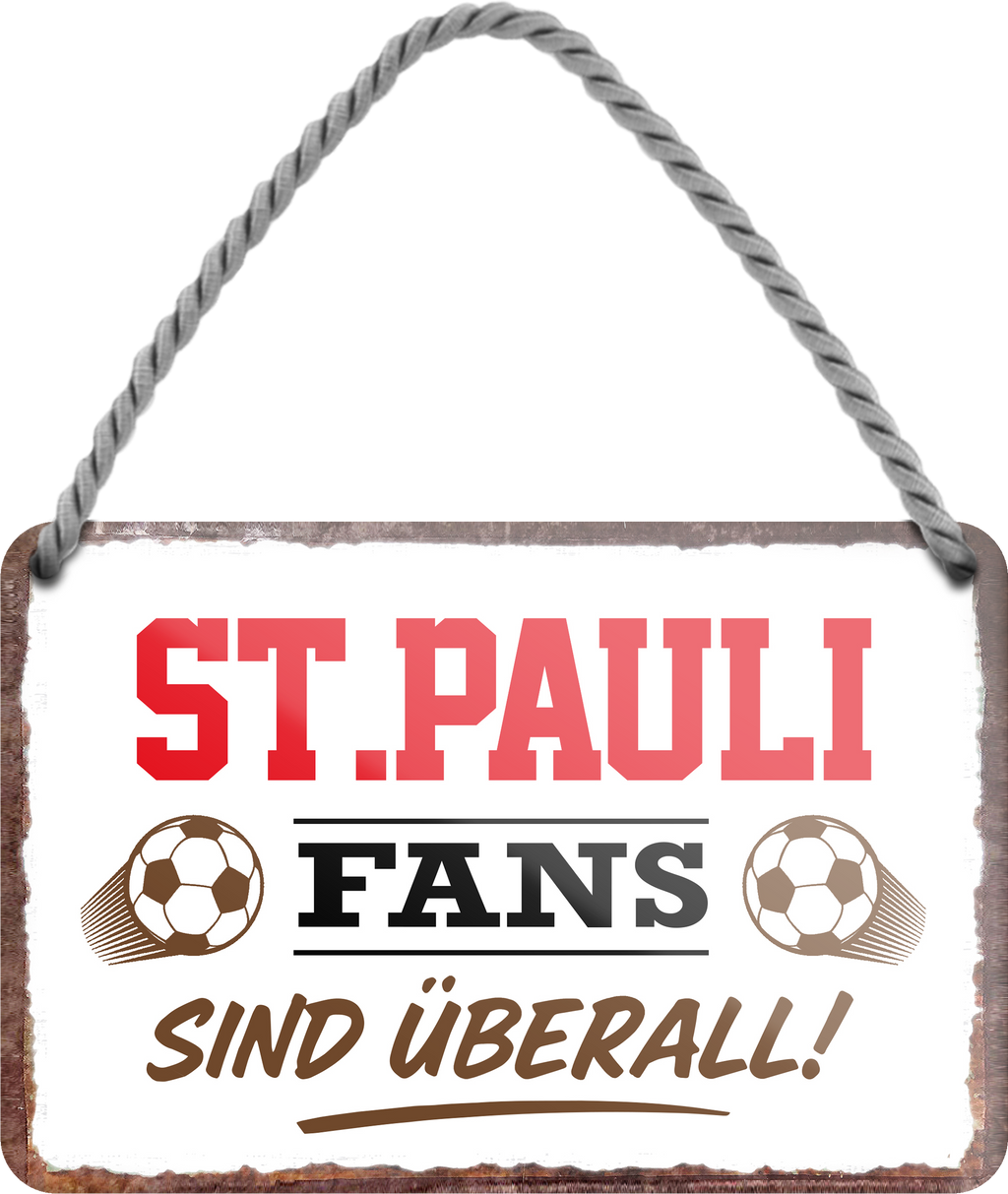 4252024255768		 ''St. Pauli Fans sind überall!''
Schilderstore24 Blechschilder sind perfekt als Geschenk zu Weihnachten, Geburtstage, Feiern, Partys, Grillabende, Namenstag, Feiertag, Mädelsabend, Hochzeit. Jederzeit stilvoll im Wohnzimmer, Partykeller, Garage, Praxis, Büro, Café, Hauseingang Fußball Mannschaft Verein Bolzen Ball sport liga kicken stadion freizeit