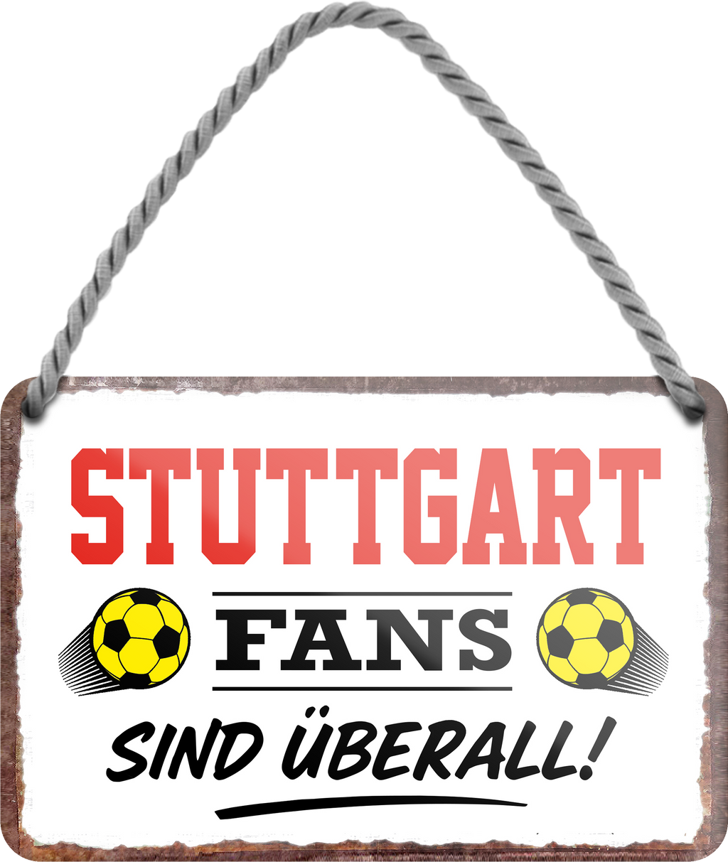 4252024255775		 ''Stuttgart Fans sind überall!''
Schilderstore24 Blechschilder sind perfekt als Geschenk zu Weihnachten, Geburtstage, Feiern, Partys, Grillabende, Namenstag, Feiertag, Mädelsabend, Hochzeit. Jederzeit stilvoll im Wohnzimmer, Partykeller, Garage, Praxis, Büro, Café, Hauseingang Fußball Mannschaft Verein Bolzen Ball sport liga kicken stadion freizeit