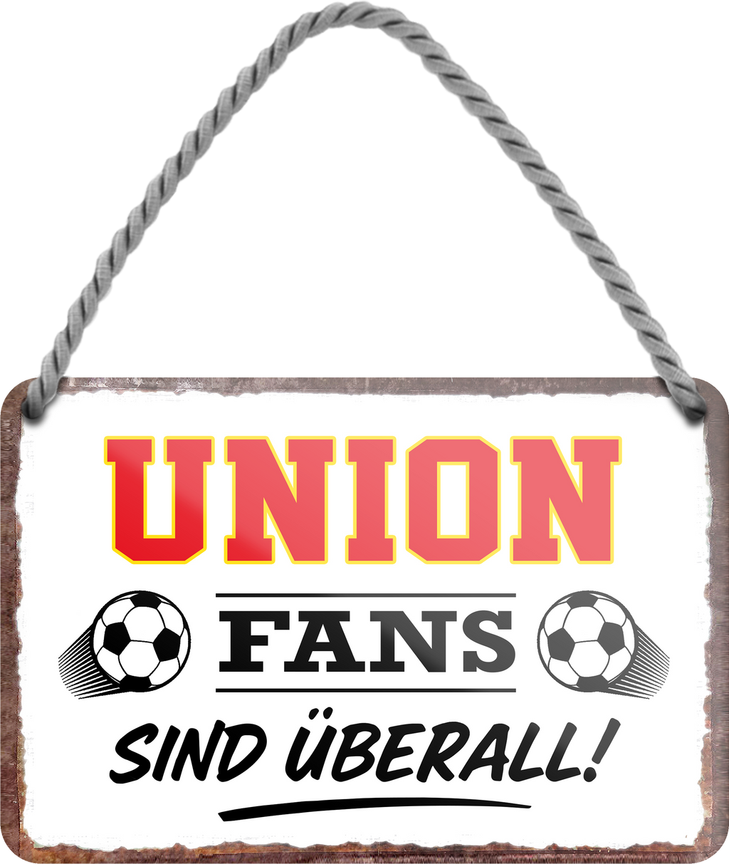 4252024255782		 ''Union Fans sind überall!''
Schilderstore24 Blechschilder sind perfekt als Geschenk zu Weihnachten, Geburtstage, Feiern, Partys, Grillabende, Namenstag, Feiertag, Mädelsabend, Hochzeit. Jederzeit stilvoll im Wohnzimmer, Partykeller, Garage, Praxis, Büro, Café, Hauseingang Fußball Mannschaft Verein Bolzen Ball sport liga kicken stadion freizeit