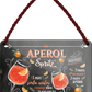 4252024254983		 ''Aperol Spritz''
Schilderstore24 Blechschilder sind perfekt als Geschenk zu Weihnachten, Geburtstage, Feiern, Partys, Grillabende, Namenstag, Feiertag, Mädelsabend, Hochzeit. Jederzeit stilvoll im Wohnzimmer, Partykeller, Garage, Praxis, Büro, Café, Hauseingang Alkohol Cocktail Likör Sekt Getränk Alkohol promille schnaps saufen longdrink