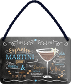 4252024255058		 ''Espresso Martini''
Schilderstore24 Blechschilder sind perfekt als Geschenk zu Weihnachten, Geburtstage, Feiern, Partys, Grillabende, Namenstag, Feiertag, Mädelsabend, Hochzeit. Jederzeit stilvoll im Wohnzimmer, Partykeller, Garage, Praxis, Büro, Café, Hauseingang Alkohol Cocktail Likör Sekt Getränk Alkohol promille schnaps saufen longdrink