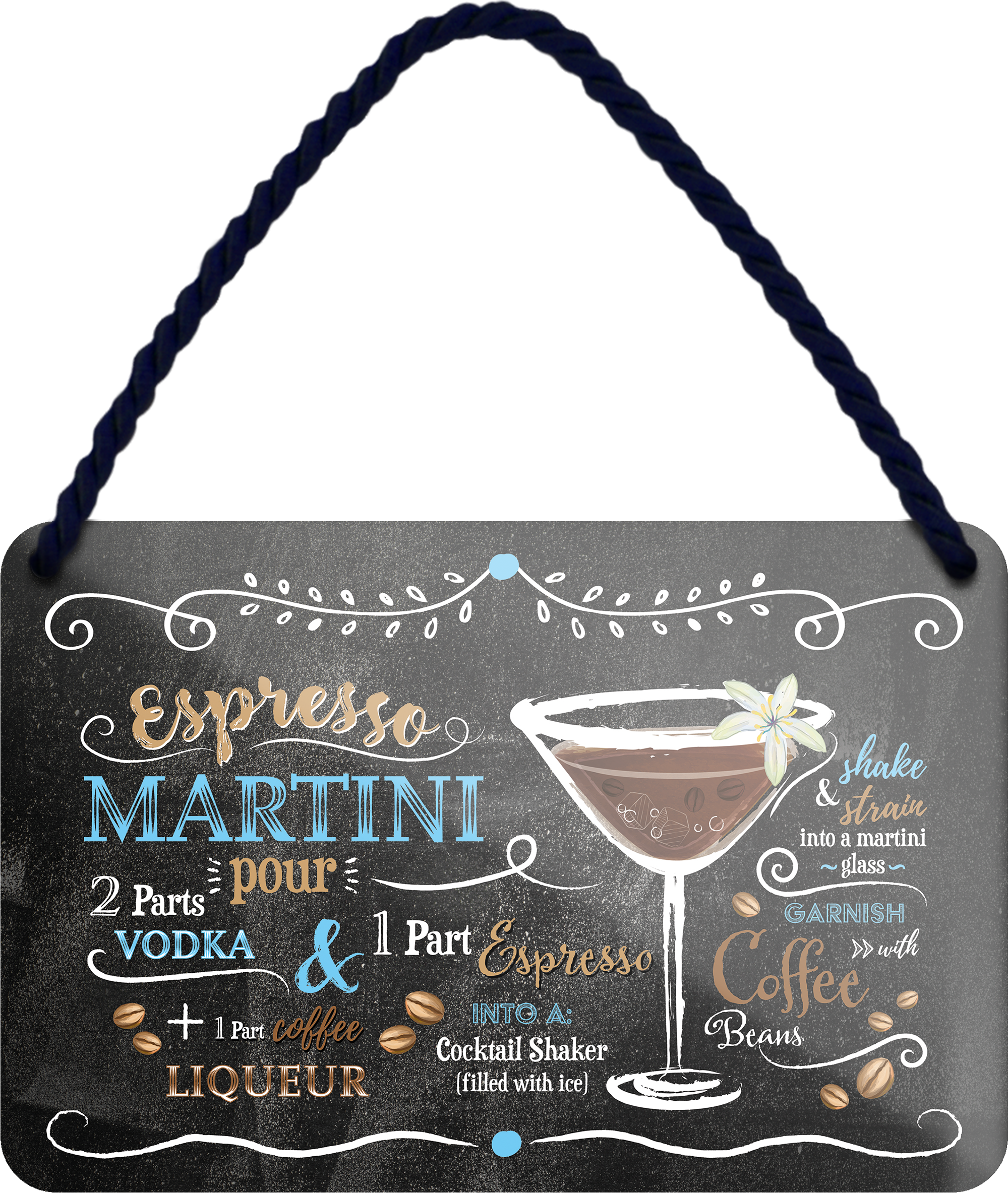 4252024255058		 ''Espresso Martini''
Schilderstore24 Blechschilder sind perfekt als Geschenk zu Weihnachten, Geburtstage, Feiern, Partys, Grillabende, Namenstag, Feiertag, Mädelsabend, Hochzeit. Jederzeit stilvoll im Wohnzimmer, Partykeller, Garage, Praxis, Büro, Café, Hauseingang Alkohol Cocktail Likör Sekt Getränk Alkohol promille schnaps saufen longdrink