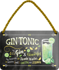 4252024255065		 ''Gin Tonic''
Schilderstore24 Blechschilder sind perfekt als Geschenk zu Weihnachten, Geburtstage, Feiern, Partys, Grillabende, Namenstag, Feiertag, Mädelsabend, Hochzeit. Jederzeit stilvoll im Wohnzimmer, Partykeller, Garage, Praxis, Büro, Café, Hauseingang Alkohol Cocktail Likör Sekt Getränk Alkohol promille schnaps saufen longdrink