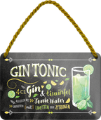 4252024255065		 ''Gin Tonic''
Schilderstore24 Blechschilder sind perfekt als Geschenk zu Weihnachten, Geburtstage, Feiern, Partys, Grillabende, Namenstag, Feiertag, Mädelsabend, Hochzeit. Jederzeit stilvoll im Wohnzimmer, Partykeller, Garage, Praxis, Büro, Café, Hauseingang Alkohol Cocktail Likör Sekt Getränk Alkohol promille schnaps saufen longdrink