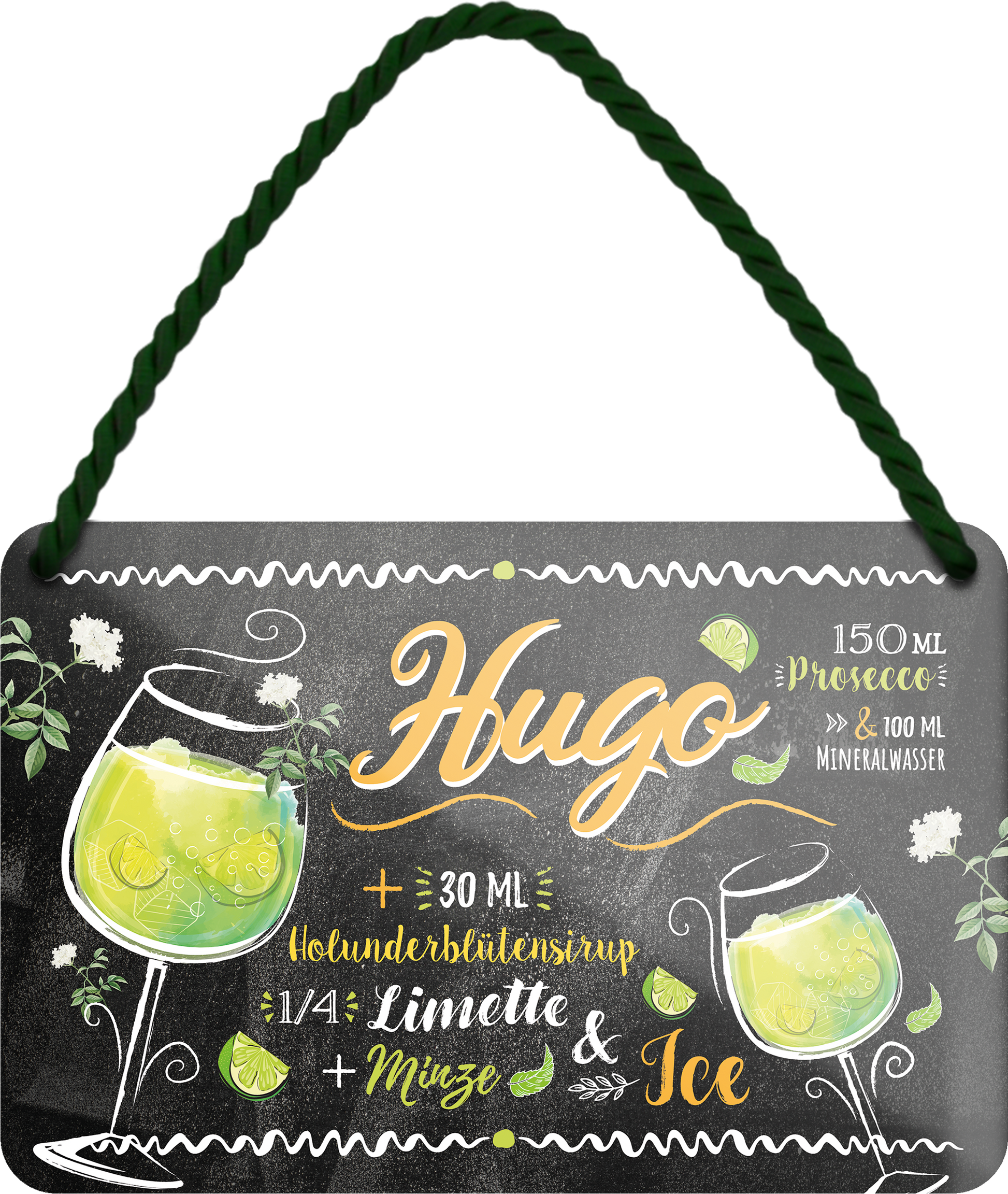 4252024255072		 ''Hugo''
Schilderstore24 Blechschilder sind perfekt als Geschenk zu Weihnachten, Geburtstage, Feiern, Partys, Grillabende, Namenstag, Feiertag, Mädelsabend, Hochzeit. Jederzeit stilvoll im Wohnzimmer, Partykeller, Garage, Praxis, Büro, Café, Hauseingang Alkohol Cocktail Likör Sekt Getränk Alkohol promille schnaps saufen longdrink