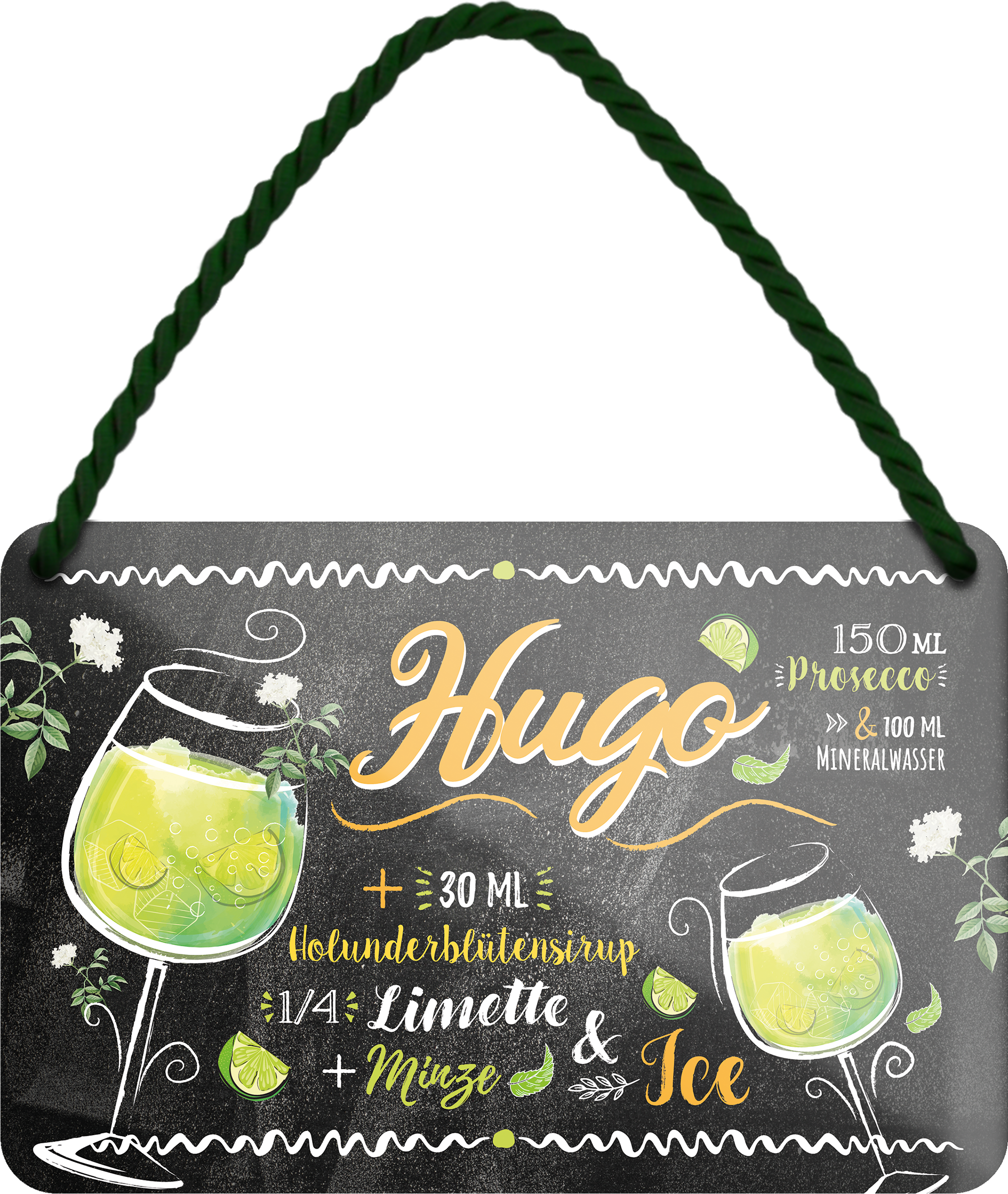4252024255072		 ''Hugo''
Schilderstore24 Blechschilder sind perfekt als Geschenk zu Weihnachten, Geburtstage, Feiern, Partys, Grillabende, Namenstag, Feiertag, Mädelsabend, Hochzeit. Jederzeit stilvoll im Wohnzimmer, Partykeller, Garage, Praxis, Büro, Café, Hauseingang Alkohol Cocktail Likör Sekt Getränk Alkohol promille schnaps saufen longdrink