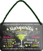 4252024255126		 ''Margarita''
Schilderstore24 Blechschilder sind perfekt als Geschenk zu Weihnachten, Geburtstage, Feiern, Partys, Grillabende, Namenstag, Feiertag, Mädelsabend, Hochzeit. Jederzeit stilvoll im Wohnzimmer, Partykeller, Garage, Praxis, Büro, Café, Hauseingang Alkohol Cocktail Likör Sekt Getränk Alkohol promille schnaps saufen longdrink