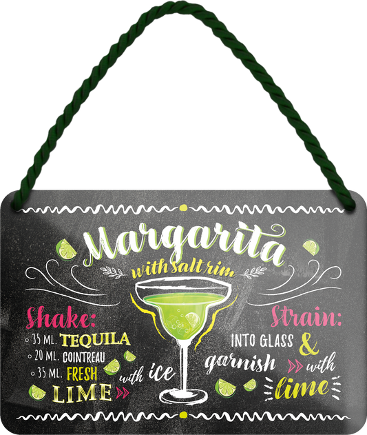 4252024255126		 ''Margarita''
Schilderstore24 Blechschilder sind perfekt als Geschenk zu Weihnachten, Geburtstage, Feiern, Partys, Grillabende, Namenstag, Feiertag, Mädelsabend, Hochzeit. Jederzeit stilvoll im Wohnzimmer, Partykeller, Garage, Praxis, Büro, Café, Hauseingang Alkohol Cocktail Likör Sekt Getränk Alkohol promille schnaps saufen longdrink