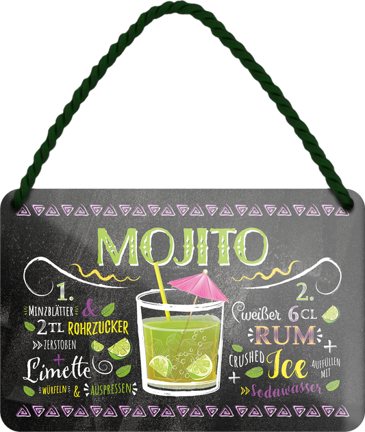 4252024255133		 ''Mojito''
Schilderstore24 Blechschilder sind perfekt als Geschenk zu Weihnachten, Geburtstage, Feiern, Partys, Grillabende, Namenstag, Feiertag, Mädelsabend, Hochzeit. Jederzeit stilvoll im Wohnzimmer, Partykeller, Garage, Praxis, Büro, Café, Hauseingang Alkohol Cocktail Likör Sekt Getränk Alkohol promille schnaps saufen longdrink