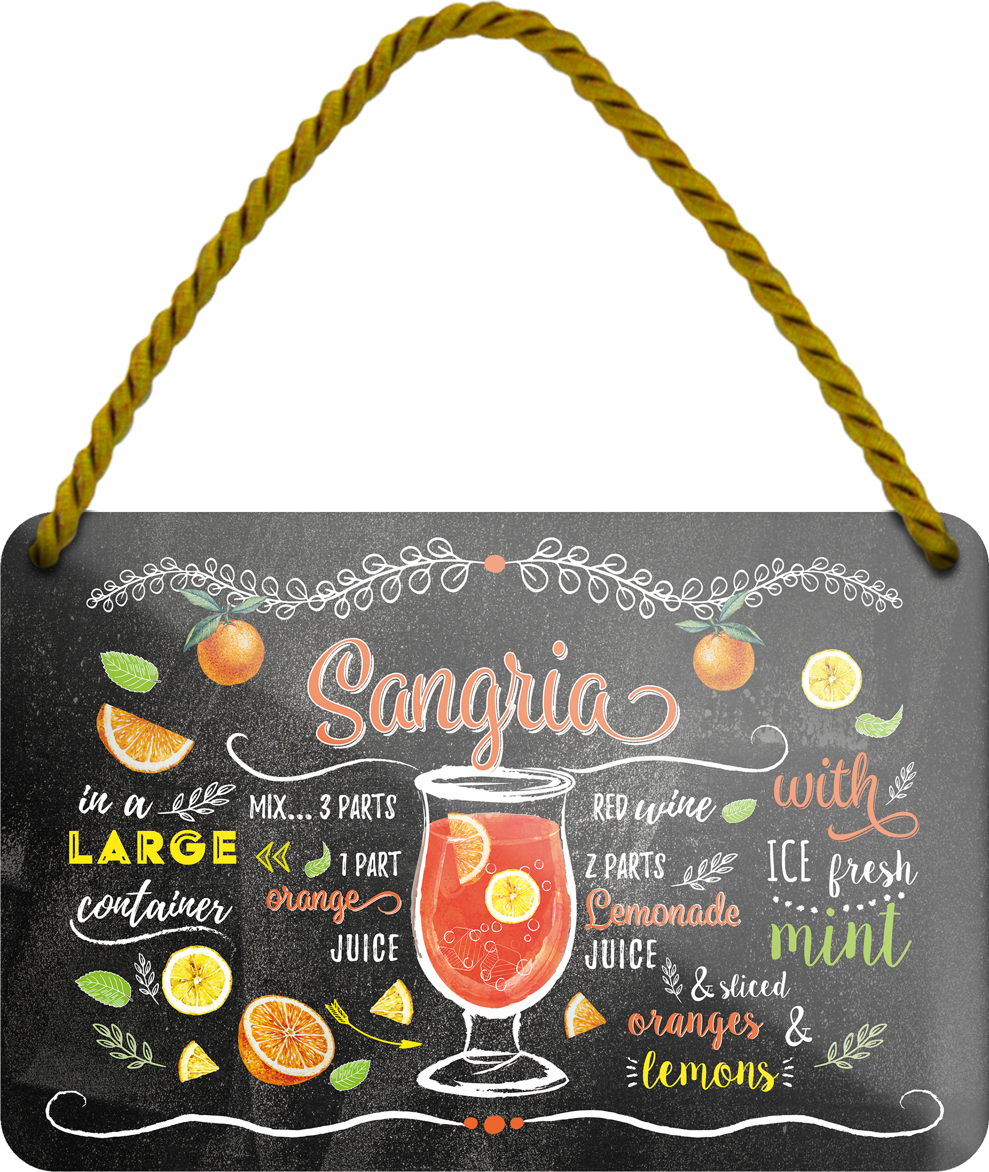 4252024255188		 ''Sangria''
Schilderstore24 Blechschilder sind perfekt als Geschenk zu Weihnachten, Geburtstage, Feiern, Partys, Grillabende, Namenstag, Feiertag, Mädelsabend, Hochzeit. Jederzeit stilvoll im Wohnzimmer, Partykeller, Garage, Praxis, Büro, Café, Hauseingang Alkohol Cocktail Likör Sekt Getränk Alkohol promille schnaps saufen longdrink