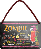 4252024255249		 ''Zombie''
Schilderstore24 Blechschilder sind perfekt als Geschenk zu Weihnachten, Geburtstage, Feiern, Partys, Grillabende, Namenstag, Feiertag, Mädelsabend, Hochzeit. Jederzeit stilvoll im Wohnzimmer, Partykeller, Garage, Praxis, Büro, Café, Hauseingang Alkohol Cocktail Likör Sekt Getränk Alkohol promille schnaps saufen longdrink