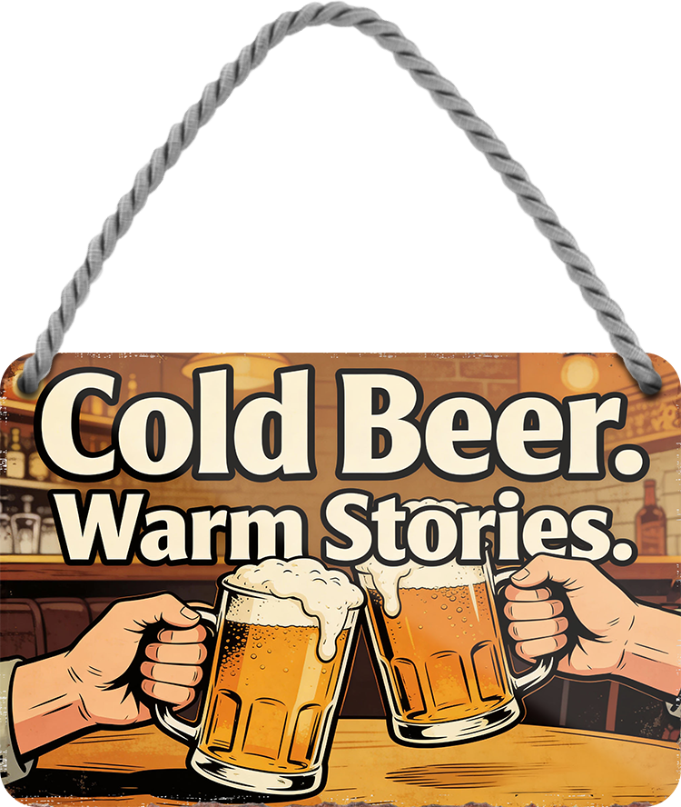 4252024257786		 ''Cold Beer. Warm Stories''
Geschenk Weihnachten, Geburtstage, Feiern, Partys, Grillabende, Namenstag, Feiertag, Mädelsabend, Hochzeit Wohnzimmer, Partykeller, Garage, Praxis, Büro, Café, Hauseingang Alkohol Kasten Bier Saufen Getränk Bier Alkohol schaumkrone promille hopfen
