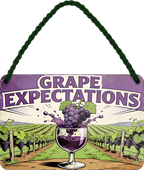 4252024257724		 ''Grape Expections''
Schilderstore24 Blechschilder sind perfekt als Geschenk zu Weihnachten, Geburtstage, Feiern, Partys, Grillabende, Namenstag, Feiertag, Mädelsabend, Hochzeit. Jederzeit stilvoll im Wohnzimmer, Partykeller, Garage, Praxis, Büro, Café, Hauseingang Alkohol Cocktail Bier Sekt Getränk Bier Alkohol schnaps promille tequila   