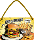 4252024258318		 ''Eat & Enjoy (Chrunch Cheesy)''
Schilderstore24 Blechschilder sind perfekt als Geschenk zu Weihnachten, Geburtstage, Feiern, Partys, Grillabende, Partykeller, diät, snack, mahlzei, rezept, wasser Lebensmittel Burger Tee Grill crepes teigware süßigkeit essen grill wurst pommes döner fisch pizza