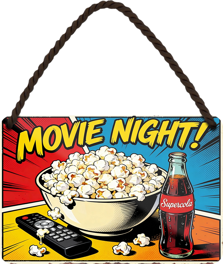 4252024258448		 ''Movie Night''
Schilderstore24 Blechschilder sind perfekt als Geschenk zu Weihnachten, Geburtstage, Feiern, Partys, Grillabende, Partykeller, diät, snack, mahlzei, rezept, wasser Lebensmittel Burger Tee Grill crepes teigware süßigkeit essen grill wurst pommes döner fisch pizza