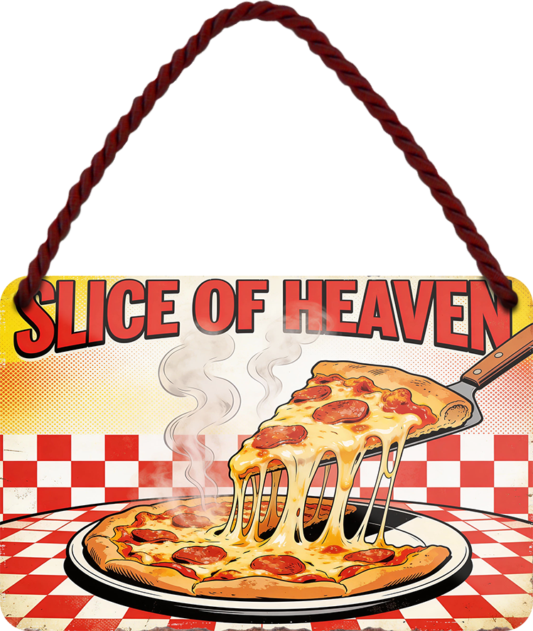4252024258486		 ''Slice of Heaven''
Schilderstore24 Blechschilder sind perfekt als Geschenk zu Weihnachten, Geburtstage, Feiern, Partys, Grillabende, Partykeller, diät, snack, mahlzei, rezept, wasser Lebensmittel Burger Tee Grill crepes teigware süßigkeit essen grill wurst pommes döner fisch pizza