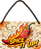 4252024258509		 ''Spice it up!''
Schilderstore24 Blechschilder sind perfekt als Geschenk zu Weihnachten, Geburtstage, Feiern, Partys, Grillabende, Partykeller, diät, snack, mahlzei, rezept, wasser Lebensmittel Burger Tee Grill crepes teigware süßigkeit essen grill wurst pommes döner fisch pizza