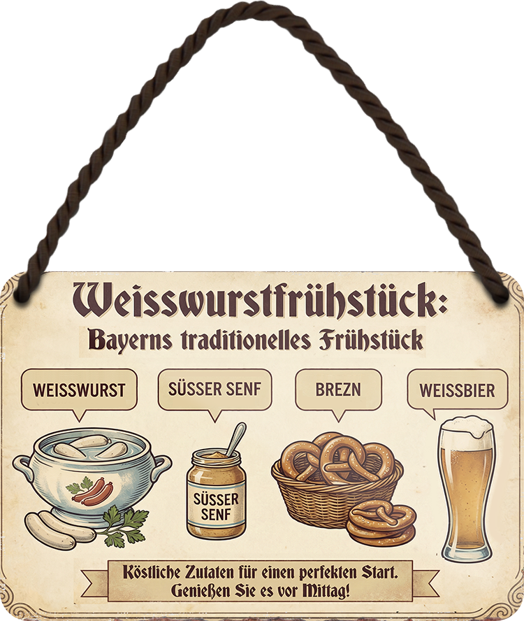 4252024258608		 ''Weisswurstfrühstück''
Schilderstore24 Blechschilder sind perfekt als Geschenk zu Weihnachten, Geburtstage, Feiern, Partys, Grillabende, Partykeller, diät, snack, mahlzei, rezept, wasser Lebensmittel Burger Tee Grill crepes teigware süßigkeit essen grill wurst pommes döner fisch pizza
