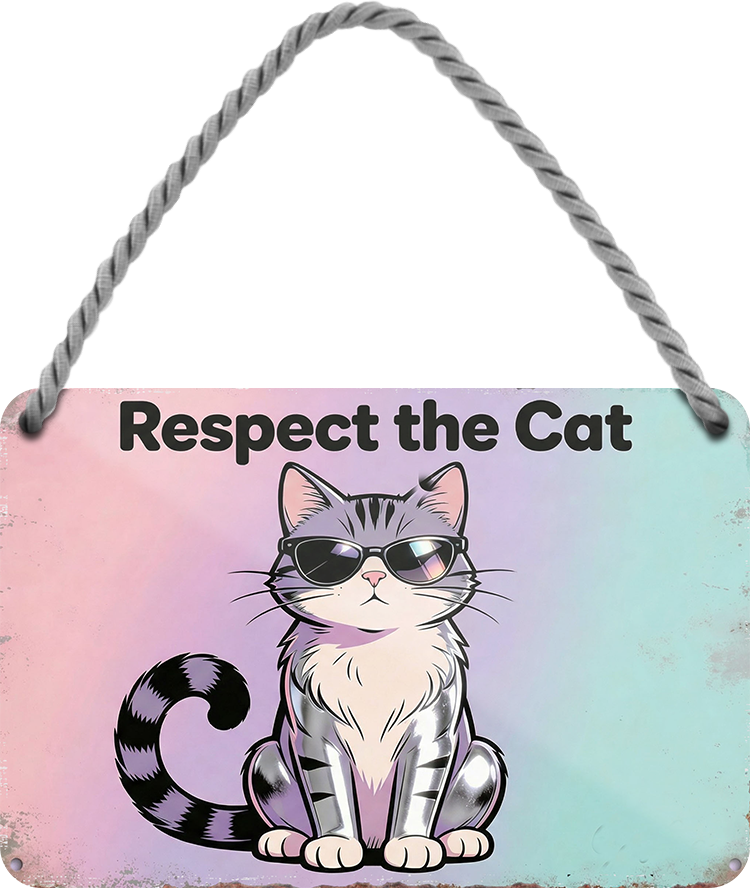 4252024259124		 ''Respect the Cat''
Schilderstore24 Blechschilder sind perfekt als Geschenk zu Weihnachten, Geburtstage, Feiern, Partys, Grillabende, Namenstag, Feiertag, Mädelsabend, Hochzeit Wohnzimmer, Partykeller, Garage, welpe, dogge, kater, kätzchen Haustier Tier Freund knuddelig Zuhause Katze Hund Hamster Meerschwein haustiere