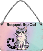 4252024259124		 ''Respect the Cat''
Schilderstore24 Blechschilder sind perfekt als Geschenk zu Weihnachten, Geburtstage, Feiern, Partys, Grillabende, Namenstag, Feiertag, Mädelsabend, Hochzeit Wohnzimmer, Partykeller, Garage, welpe, dogge, kater, kätzchen Haustier Tier Freund knuddelig Zuhause Katze Hund Hamster Meerschwein haustiere