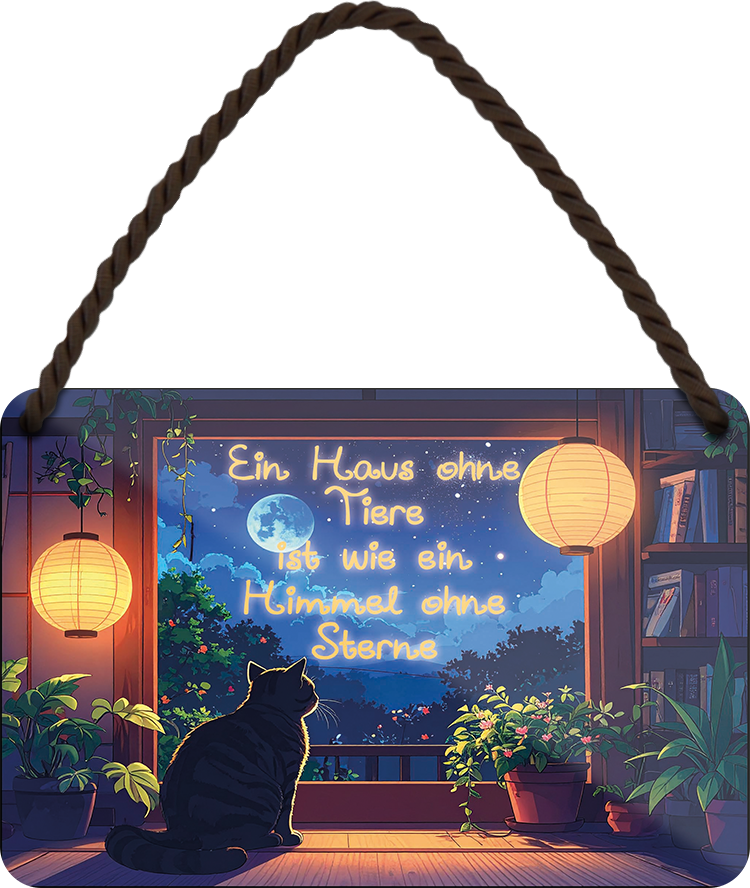 4252024259100		 ''Ein Haus ohne Tier wie Himmel ohne Sterne''
Schilderstore24 Blechschilder sind perfekt als Geschenk zu Weihnachten, Geburtstage, Feiern, Partys, Grillabende, Namenstag, Feiertag, Mädelsabend, Hochzeit Wohnzimmer, Partykeller, Garage, welpe, dogge, kater, kätzchen Haustier Tier Freund knuddelig Zuhause Katze Hund Hamster Meerschwein haustiere