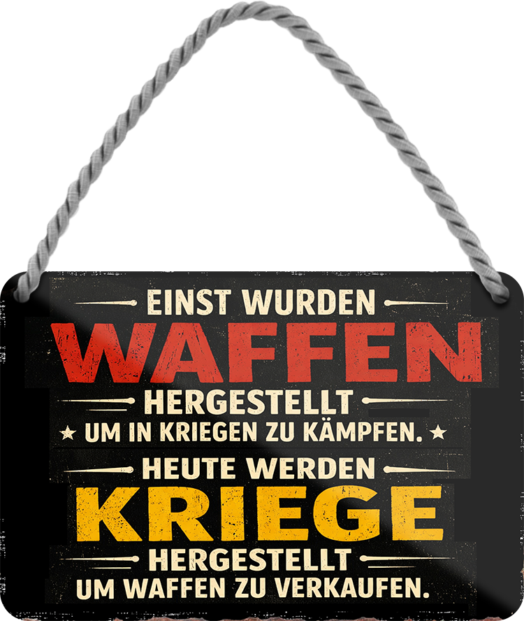 4252024259292		 ''Einst wurden Waffen hergestellt''
Schilderstore24 Blechschilder sind perfekt als Geschenk zu Weihnachten, Geburtstage, Feiern, Partys, Grillabende, Namenstag, Feiertag, Mädelsabend, Hochzeit. Jederzeit stilvoll im Wohnzimmer, Partykeller, Garage, Praxis, Büro, Café, Hauseingang politik regierung fachkräfte ironsich kanzler job Politiker Kabinett Chef Regierung