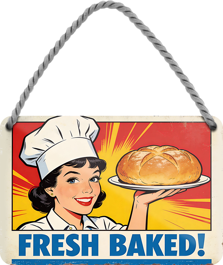 4252024258349		 ''Fresh Baked''
Schilderstore24 Blechschilder sind perfekt als Geschenk zu Weihnachten, Geburtstage, Feiern, Partys, Grillabende, Partykeller, diät, snack, mahlzei, rezept, wasser Lebensmittel Burger Tee Grill crepes teigware süßigkeit essen grill wurst pommes döner fisch pizza
