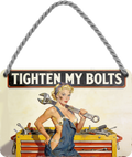 4252024259667		 ''Tighten my bolts''
Schilderstore24 Blechschilder sind perfekt als Geschenk zu Weihnachten, Geburtstage, Feiern, Partys, Grillabende, Namenstag, Feiertag, Mädelsabend, Hochzeit. Jederzeit stilvoll im Wohnzimmer, Partykeller, Garage, biker, zitat, route, highway Mechaniker Auto Motorrad Werkstatt auto lkw brummi tüfteln schrauber