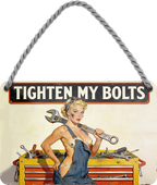 4252024259667		 ''Tighten my bolts''
Schilderstore24 Blechschilder sind perfekt als Geschenk zu Weihnachten, Geburtstage, Feiern, Partys, Grillabende, Namenstag, Feiertag, Mädelsabend, Hochzeit. Jederzeit stilvoll im Wohnzimmer, Partykeller, Garage, biker, zitat, route, highway Mechaniker Auto Motorrad Werkstatt auto lkw brummi tüfteln schrauber