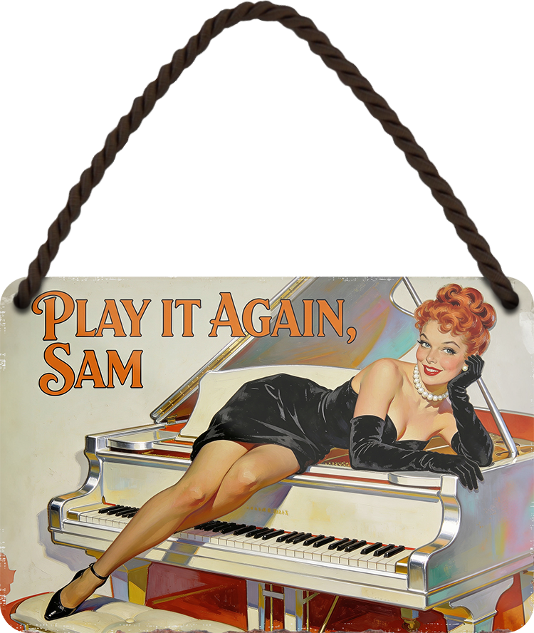 4252024259360		 ''Play it again, Sam''
Schilderstore24 Blechschilder sind perfekt als Geschenk zu Weihnachten, Geburtstage, Feiern, Partys, Grillabende, Namenstag, Feiertag, Mädelsabend, Hochzeit. Jederzeit stilvoll im Wohnzimmer, Partykeller, Garage, Praxis, Büro, Café, Hauseingang Sex Anzüglich Zweideutig Romantik Brüste sinnlich schnulzig romantisch versaut pinup