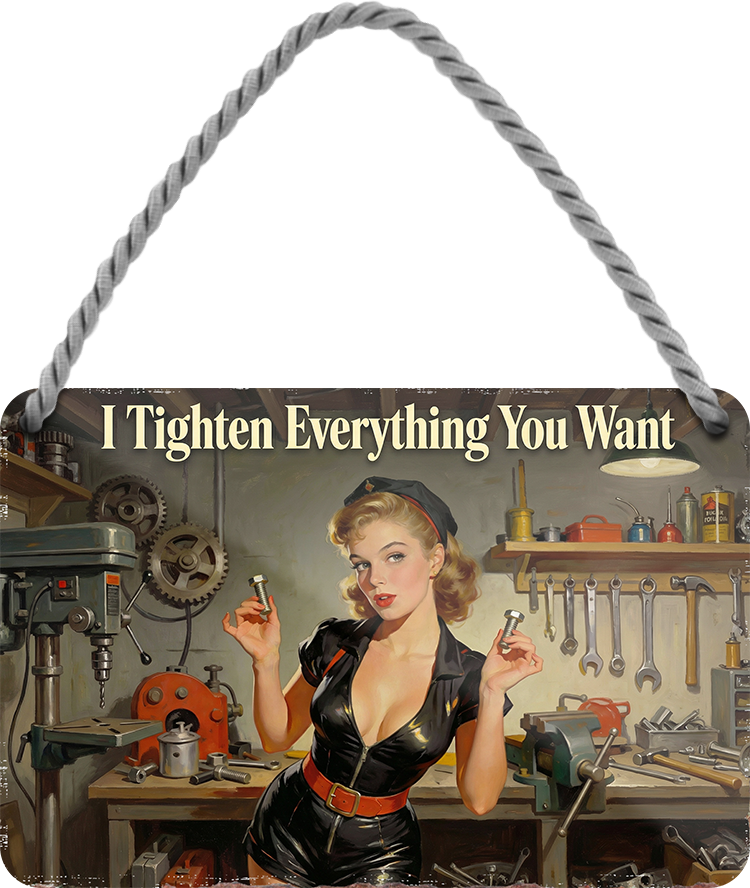 4252024258790		 ''I Tighten Everthing You Want''
Schilderstore24 Blechschilder sind perfekt als Geschenk zu Weihnachten, Geburtstage, Feiern, Partys, Grillabende, Namenstag, Feiertag, Mädelsabend, Hochzeit. Jederzeit stilvoll im Wohnzimmer, Partykeller, Garage, Praxis, Büro,Architekt Hauseingang Handwerk Baustelle Arbeit Bau werkeln baustelle handwerker bauarbeiter