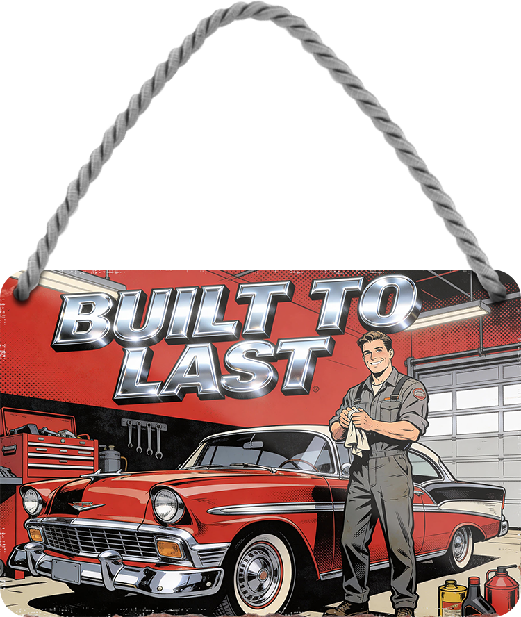 4252024259551		 ''Built to Last''
Schilderstore24 Blechschilder sind perfekt als Geschenk zu Weihnachten, Geburtstage, Feiern, Partys, Grillabende, Namenstag, Feiertag, Mädelsabend, Hochzeit. Jederzeit stilvoll im Wohnzimmer, Partykeller, Garage, biker, zitat, route, highway Mechaniker Auto Motorrad Werkstatt auto lkw brummi tüfteln schrauber