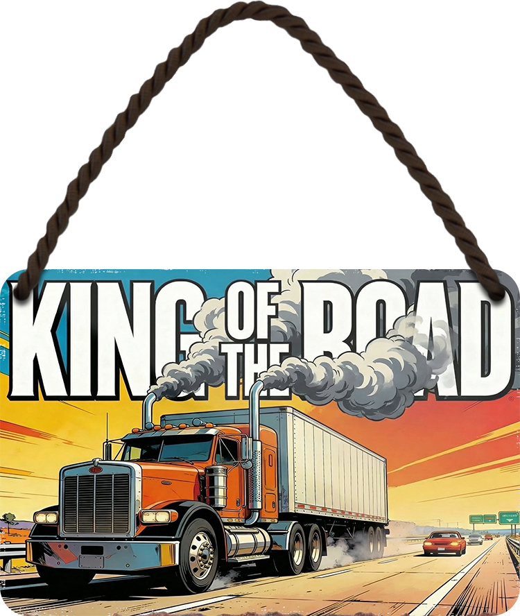 4252024259582		 ''King of the Road''
Schilderstore24 Blechschilder sind perfekt als Geschenk zu Weihnachten, Geburtstage, Feiern, Partys, Grillabende, Namenstag, Feiertag, Mädelsabend, Hochzeit. Jederzeit stilvoll im Wohnzimmer, Partykeller, Garage, biker, zitat, route, highway Mechaniker Auto Motorrad Werkstatt auto lkw brummi tüfteln schrauber