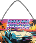 4252024259599		 ''Miami Nights''
Schilderstore24 Blechschilder sind perfekt als Geschenk zu Weihnachten, Geburtstage, Feiern, Partys, Grillabende, Namenstag, Feiertag, Mädelsabend, Hochzeit. Jederzeit stilvoll im Wohnzimmer, Partykeller, Garage, biker, zitat, route, highway Mechaniker Auto Motorrad Werkstatt auto lkw brummi tüfteln schrauber
