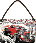 4252024259636		 ''Steel, Speed & Soul''
Schilderstore24 Blechschilder sind perfekt als Geschenk zu Weihnachten, Geburtstage, Feiern, Partys, Grillabende, Namenstag, Feiertag, Mädelsabend, Hochzeit. Jederzeit stilvoll im Wohnzimmer, Partykeller, Garage, biker, zitat, route, highway Mechaniker Auto Motorrad Werkstatt auto lkw brummi tüfteln schrauber