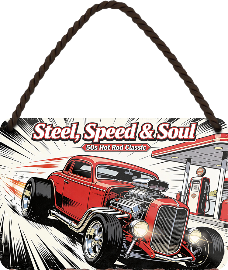 4252024259636		 ''Steel, Speed & Soul''
Schilderstore24 Blechschilder sind perfekt als Geschenk zu Weihnachten, Geburtstage, Feiern, Partys, Grillabende, Namenstag, Feiertag, Mädelsabend, Hochzeit. Jederzeit stilvoll im Wohnzimmer, Partykeller, Garage, biker, zitat, route, highway Mechaniker Auto Motorrad Werkstatt auto lkw brummi tüfteln schrauber