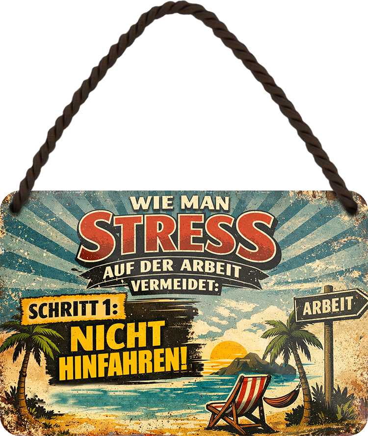 4252024258257		 ''Wie man Stress auf Arbeit vermeidet''
Schilderstore24 Blechschilder sind perfekt als Geschenk zu Weihnachten, Geburtstage, Feiern, Partys, Grillabende, Namenstag, Feiertag, Mädelsabend, Hochzeit. Jederzeit stilvoll im Wohnzimmer, Partykeller, Garage, Praxis, Büro, Café, zitat Büro Chef Angestellter Arbeit Job Arbeitsplatz Alltag Beruf Ausbildung