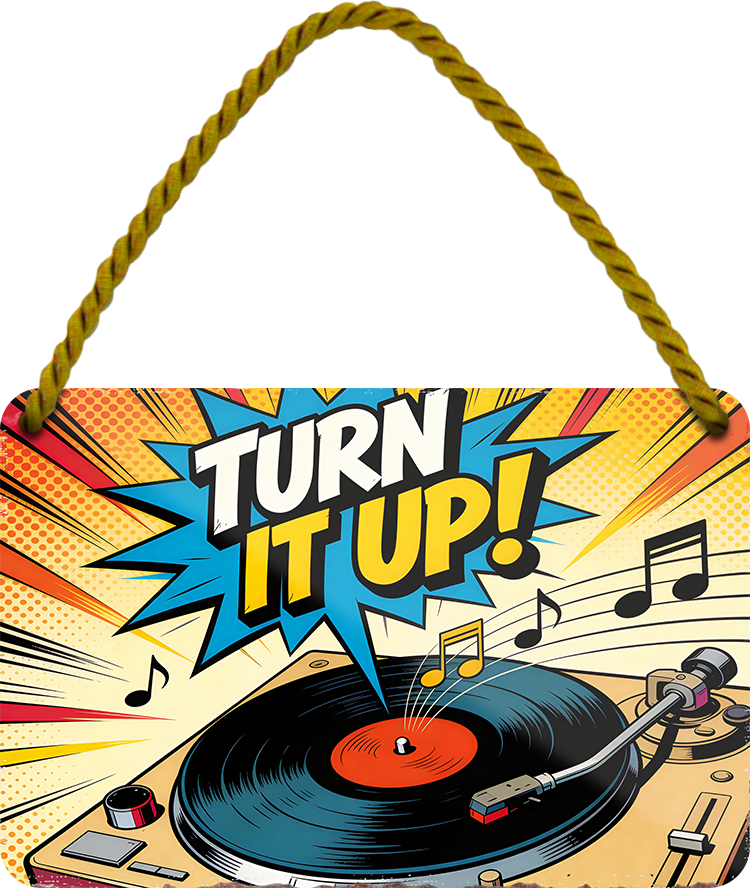4252024259247		 ''Turn it up''
Schilderstore24 Blechschilder sind perfekt als Geschenk zu Weihnachten, Geburtstage, Feiern, Partys, Grillabende, Namenstag, Feiertag, Mädelsabend, Hochzeit. Jederzeit stilvoll im Wohnzimmer, Partykeller, Garage, Praxis, Büro, musik, Hauseingang gesang Metall Rock Pop Klassik singen metall rock lieder melodie instrumente