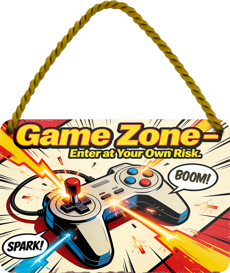 4252024258752		 ''Game Zone''
 Jederzeit stilvoll im Wohnzimmer, Partykeller, Garage, Praxis, Büro, Café, Hauseingang Freizeit PC Konsole Games Aktivitäten spiele zocken daddeln hobby technik
