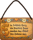 4252024258974		 ''Ein fröhliches Herz, ein fröhliches Haus''
Schilderstore24 Blechschilder sind perfekt als Geschenk zu Weihnachten, Geburtstage, Feiern, Partys, Grillabende, Namenstag, Feiertag, Mädelsabend, Hochzeit. Jederzeit stilvoll im Wohnzimmer, Partykeller, Garage, Praxis, Büro, Café, Hauseingang Garten Haushalt Heim Zuhause Gartenarbeit Hausarbeit Zuhause Blumen
